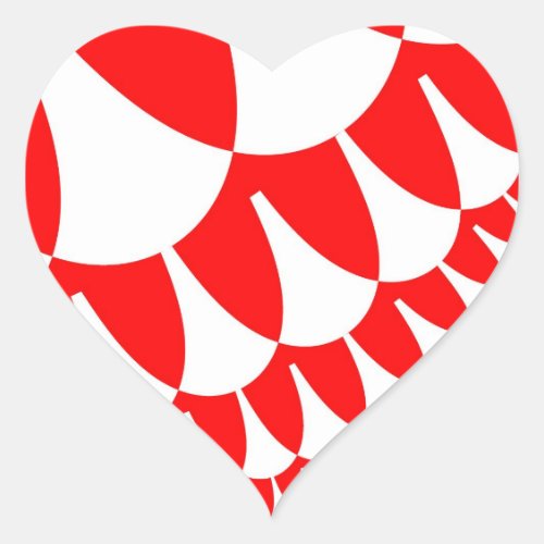 Red and White Scales Heart Sticker