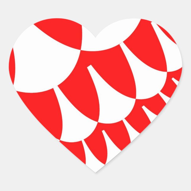 Red and White Scales Heart Sticker (Front)