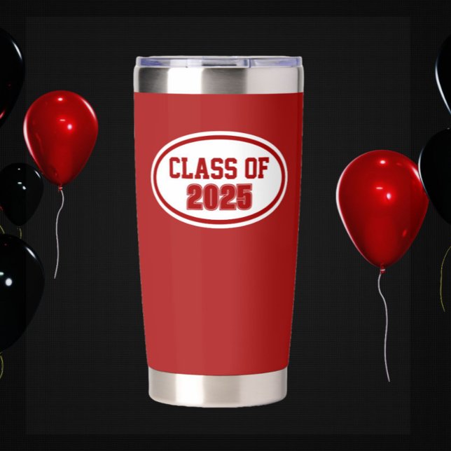 Red and White School Colors Class Year Insulated Tumbler (In Situ (Graduation))