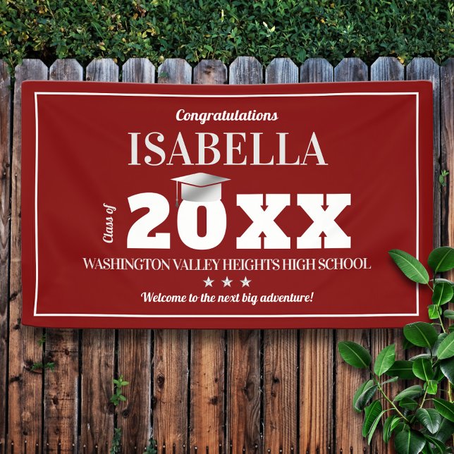 Red and White School Colors Graduation Banner (Creator Uploaded)