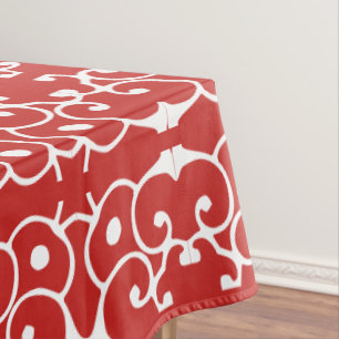 Red and White Schroll Design (Customize the Color) Tablecloth