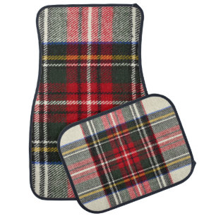 Red and white Scottish tartan plaid. Car Floor Mat