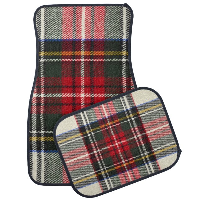 Red and white Scottish tartan plaid. Car Floor Mat (Set)