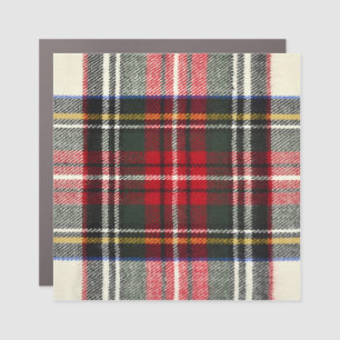 Red and white Scottish tartan plaid. Car Magnet