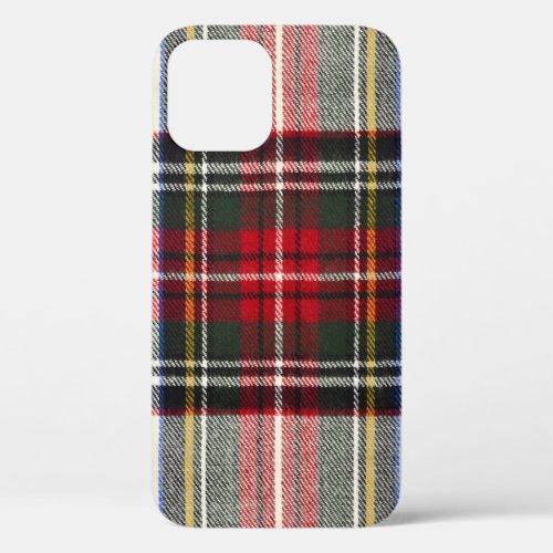 Red and white Scottish tartan plaid iPhone 12 Case