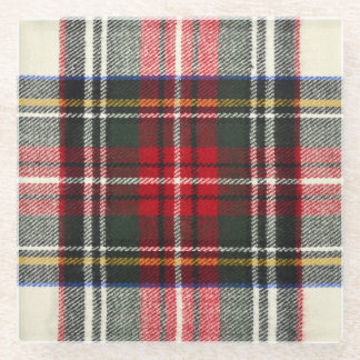 Red and white Scottish tartan plaid. Glass Coaster