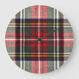 Red and white Scottish tartan plaid. Large Clock