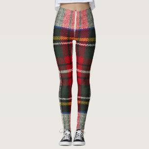 Red and white Scottish tartan plaid. Leggings