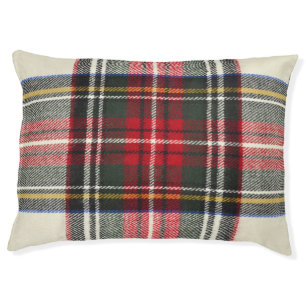 Red and white Scottish tartan plaid. Pet Bed