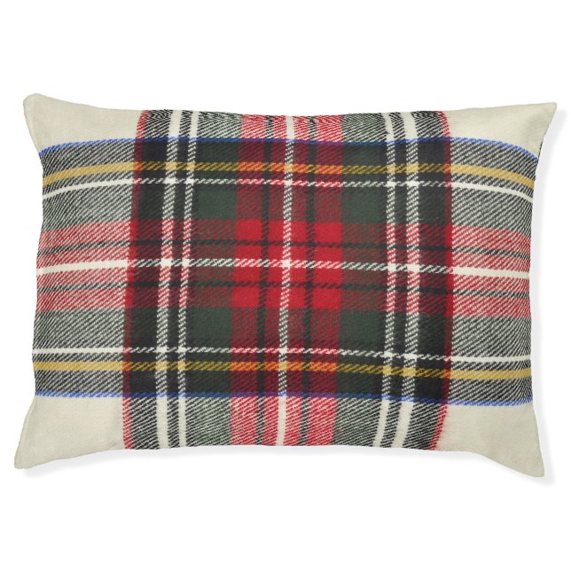 Red and white Scottish tartan plaid. Pet Bed (Front)