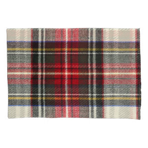 Red and white Scottish tartan plaid. Pillow Case