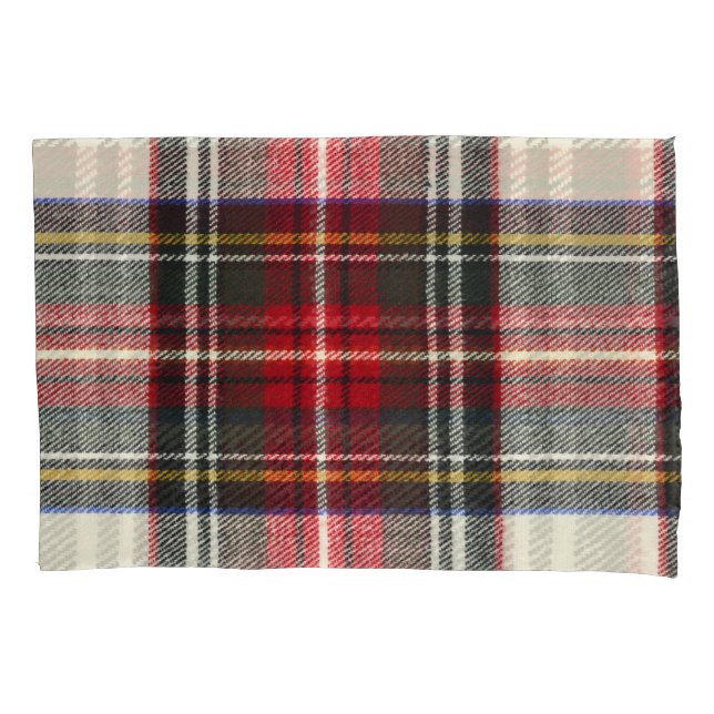 Red and white Scottish tartan plaid. Pillow Case (Front)