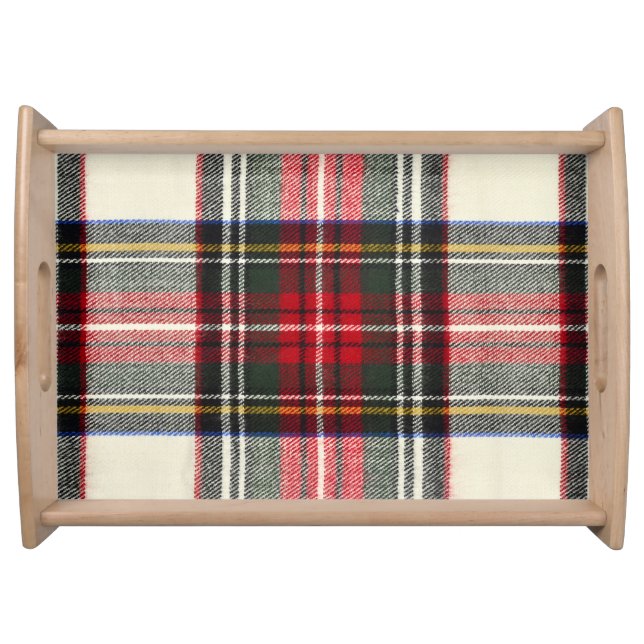 Red and white Scottish tartan plaid. Serving Tray (Front)