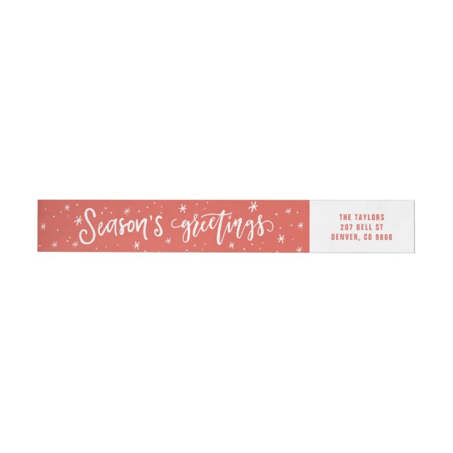 Red and White Season's Greetings Holiday Wrap Around Label (Individual)