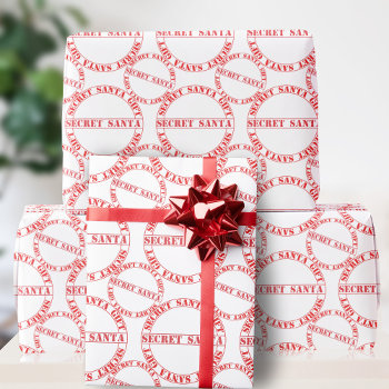Red And White Secret Santa Gift Typography Festive Wrapping Paper by mothersdaisy at Zazzle