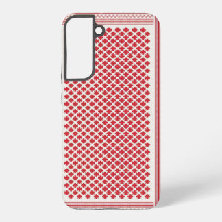 Red and White Shemagh Keffiyeh Pattern Samsung Galaxy S22+ Case