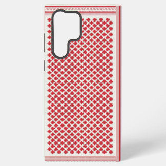 Red and White Shemagh Keffiyeh Pattern Samsung Galaxy S22 Ultra Case