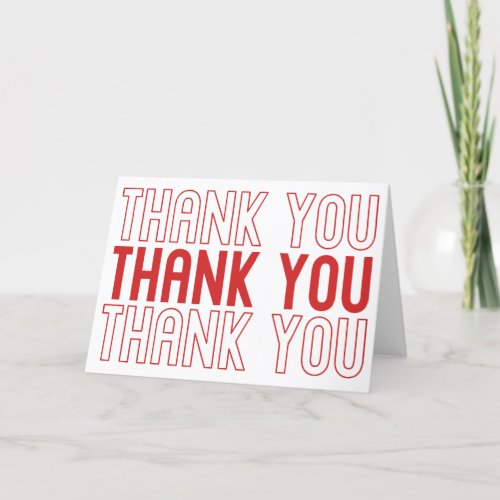 Red and White Shopping Bag Style Thank You Card