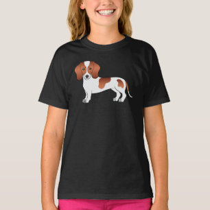 Red And White Short Hair Dachshund Dog Design T-Shirt