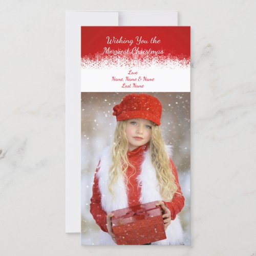 Red and White Simple Snowflake Photo Card