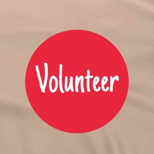 Red and White Simple Volunteer Classic Round Sticker