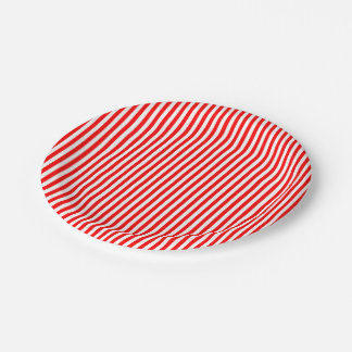 Red and White Small Size Stripes Paper Plates