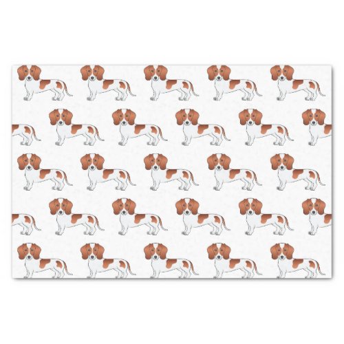 Red And White Smooth Coat Dachshund Dog Pattern Tissue Paper