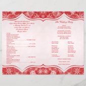 Red and White Snow Flakes Wedding Program (Back)
