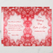 Red and White Snow Flakes Wedding Program (Front/Back)