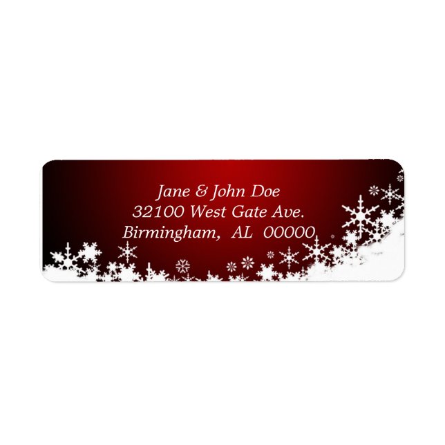 Red and White Snow Holiday Address Labels (Front)
