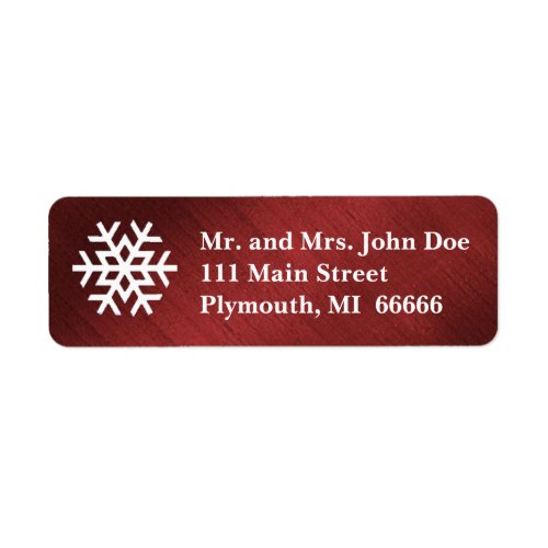 Red and White Snowflake Address Label