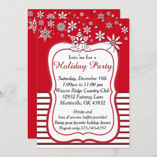 Red and White Snowflake Christmas Invitation