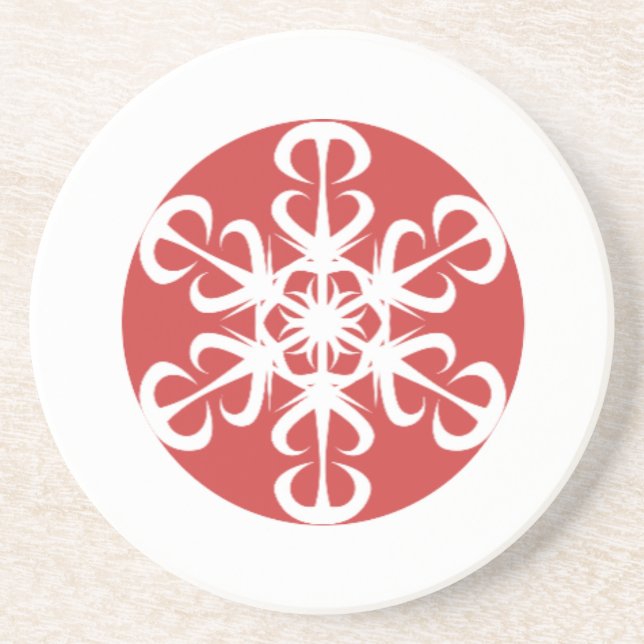 Red and White Snowflake Coasters (Front)