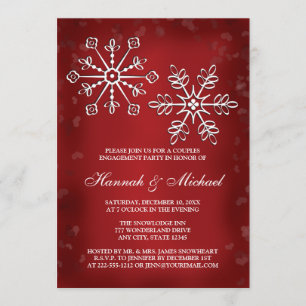 RED AND WHITE SNOWFLAKE COUPLES ENGAGEMENT PARTY INVITATION