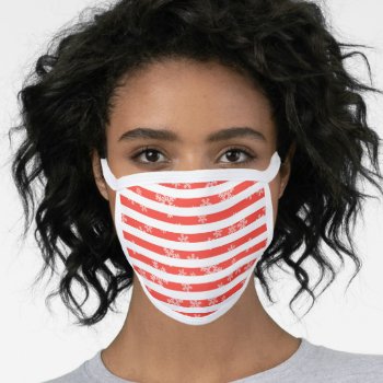 Red And White Snowflake Face Mask by ChristmasBellsRing at Zazzle