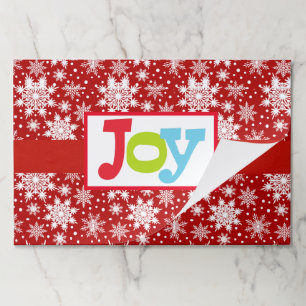 Red And White Snowflake Joy paper placemat