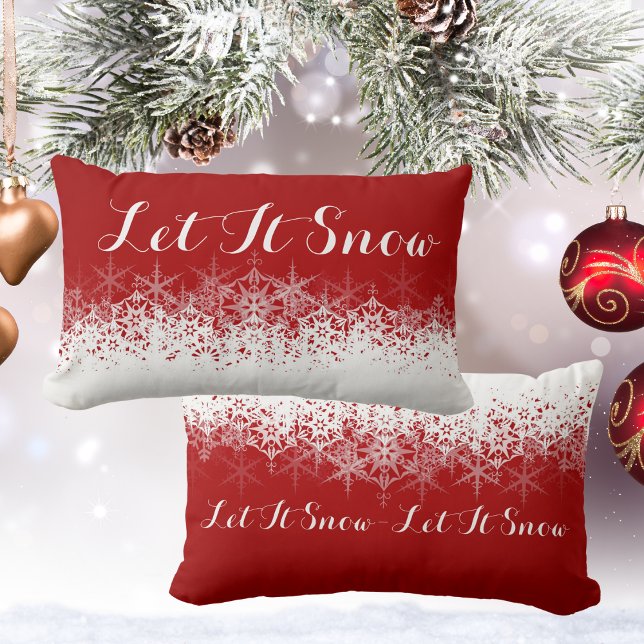 Red and White, Snowflake, Let It Snow, Lumbar Pillow (Red and White, Snowflake, Let It Snow, Lumbar Pillow)