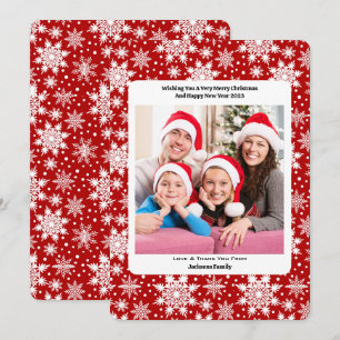 Red and White Snowflake Merry Christmas Custom  Thank You Card