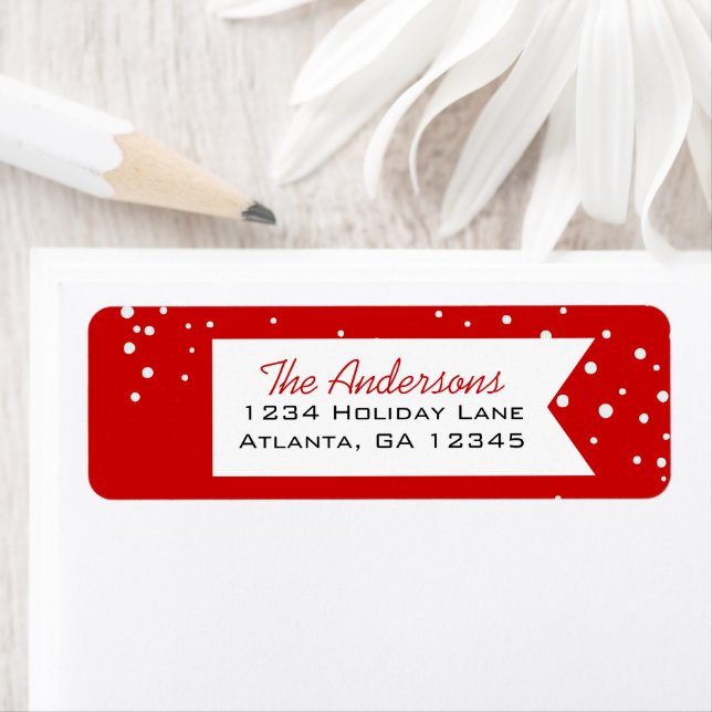 Red and White Snowflake Merry Little Christmas Label (Insitu)