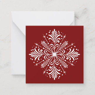 Red and White Snowflake Mini Christmas Card