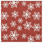 Red and White Snowflake Pattern Fabric