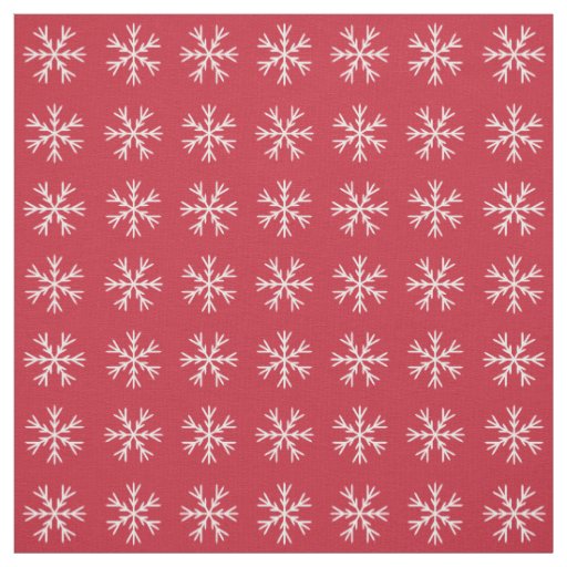 Red and White Snowflake Pattern Fabric