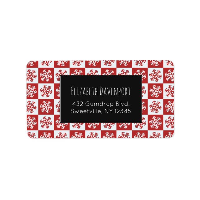 Red and White Snowflake Pattern Label (Front)