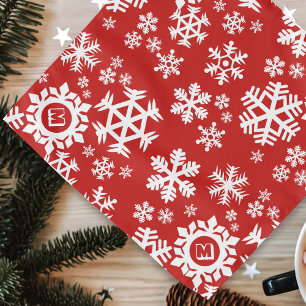 Red and White Snowflake Pattern Pet Dog Bandana