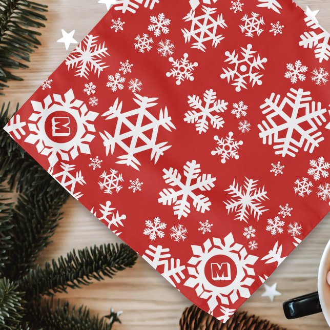 Red and White Snowflake Pattern Pet Dog Bandana (Creator Uploaded)
