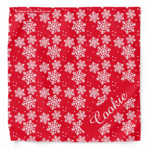 Red and White Snowflake Pattern Template Bandana