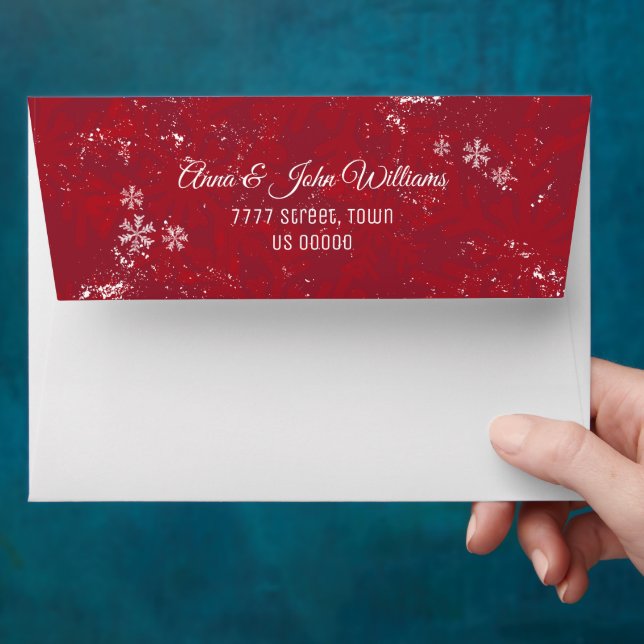 Red and white snowflake personalized christmas envelope (Hand)