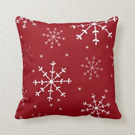 Red And White Snowflake Pillow