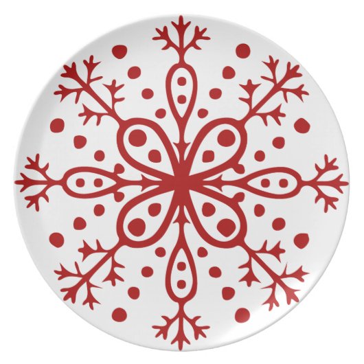 Red and White Snowflake Plate (Front)