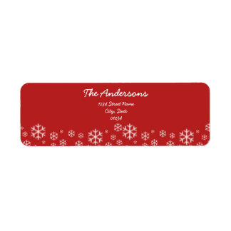 Red and White Snowflake Return Address Labels